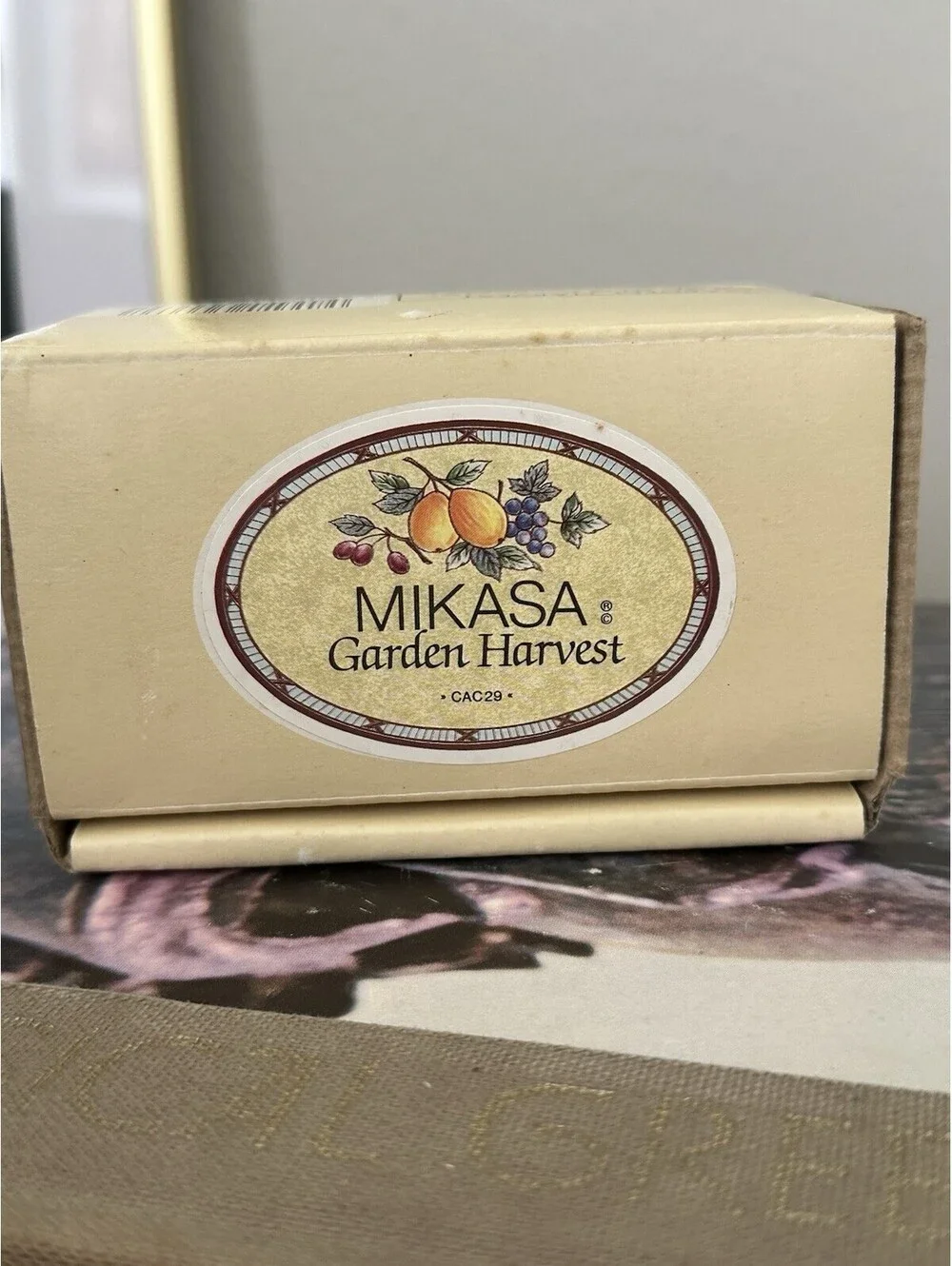 Mikasa Garden Harvest Napkin Rings Set of 4 New in Box Fruit Pattern Stoneware